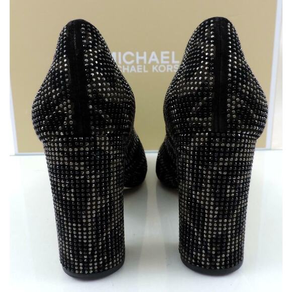 Women's Michael Kors Jamie Pump Studded Block Heel Floral Print Black - Picture 7 of 9